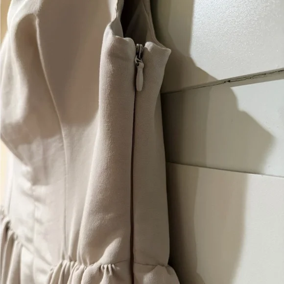 House of CB Pale Blush Dove Gray Midi Fit-and-Flare Dress - Picture 6 of 10